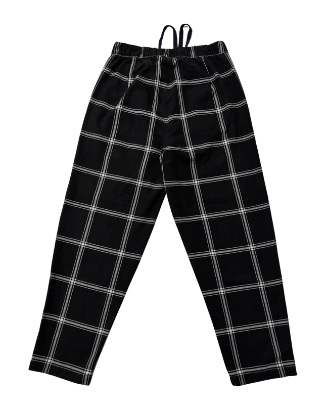 American Eagle Black Plaid Tapered Drawstring Pants