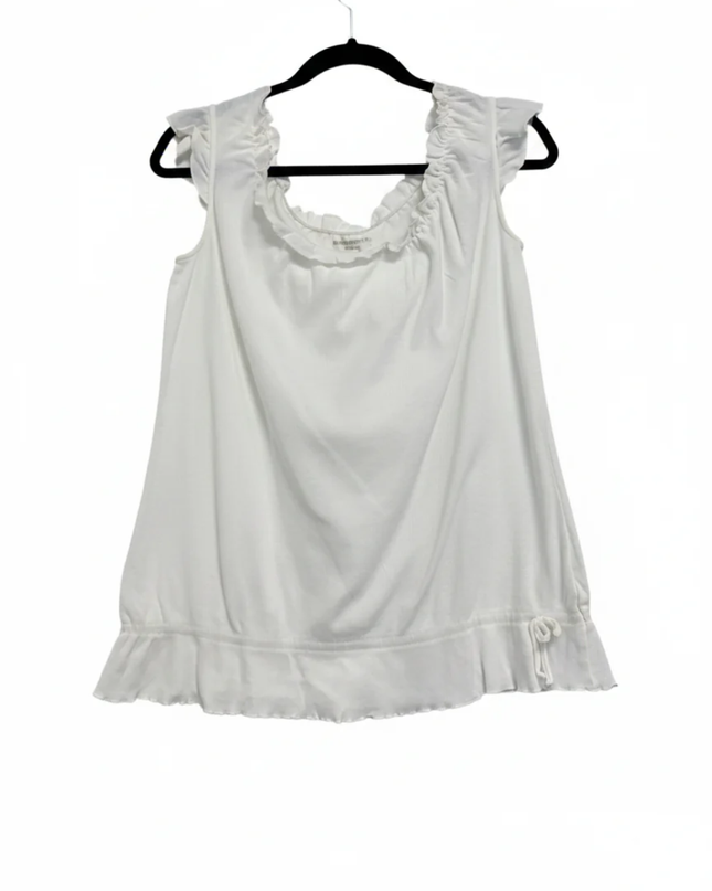 Mossimo Supply Co White Ruffled Ribbed Sleeveless Top