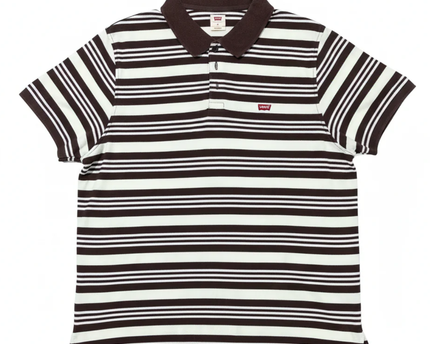 Levi's Brown and Off-White Striped Polo Shirt