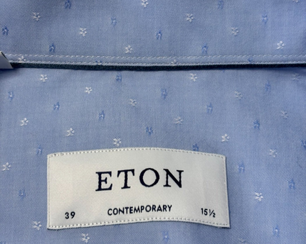 ETON Blue Contemporary Fit Micro-Patterned Cotton Dress Shirt