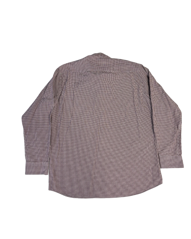 Lacoste Burgundy Gingham Checkered Long Sleeve Shirt