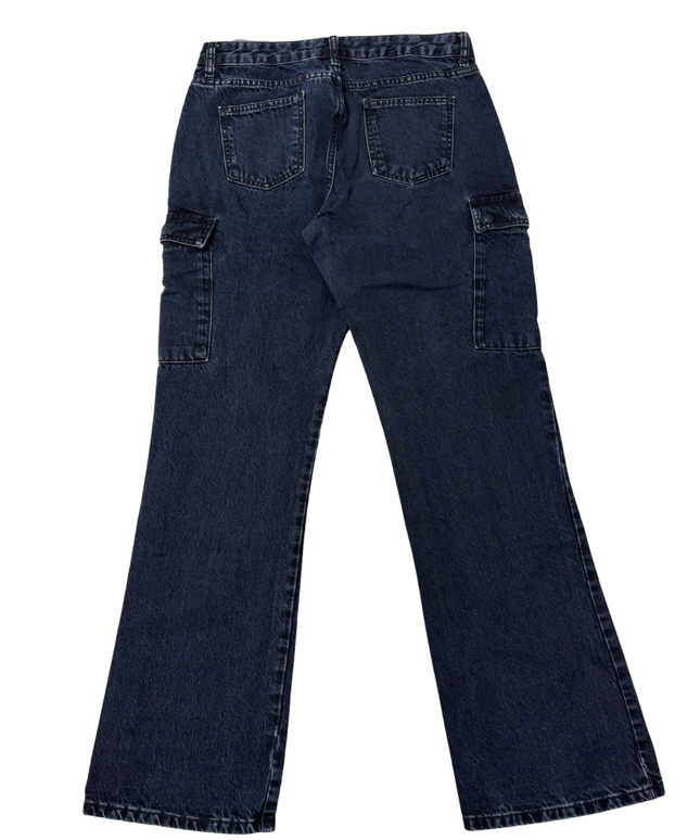 Zara Dark Blue Cargo Style Straight Leg Jeans