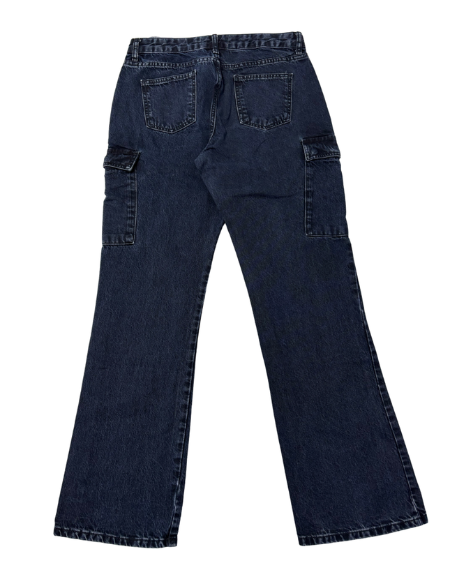 Zara Dark Blue Cargo Style Straight Leg Jeans