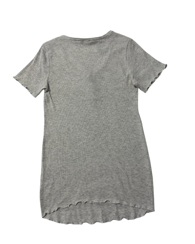 H&M Grey Ribbed Henley Short Sleeve Dress