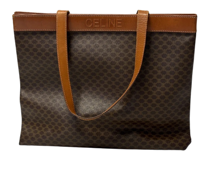 Celine Brown Vintage Macadam Monogram Tote Bag