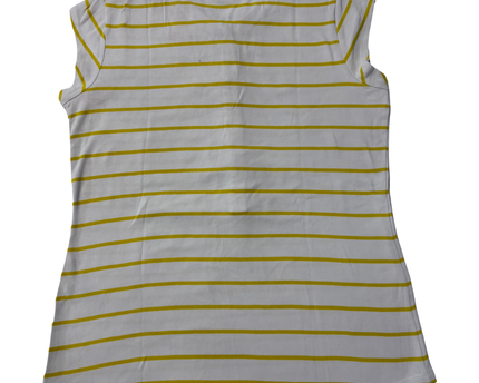 Calvin Klein Yellow and White Striped Henley Tank Top