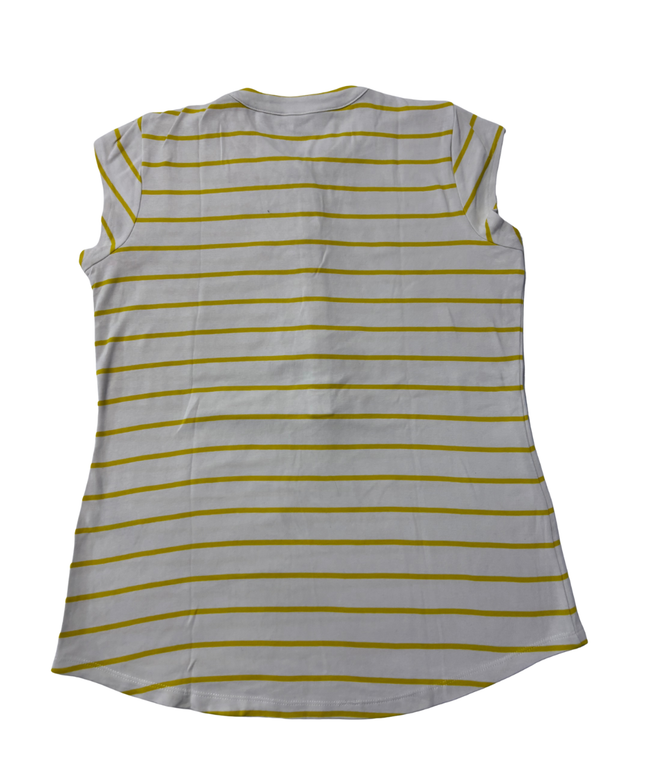Calvin Klein Yellow and White Striped Henley Tank Top