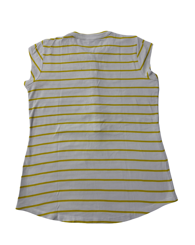 Calvin Klein Yellow and White Striped Henley Tank Top