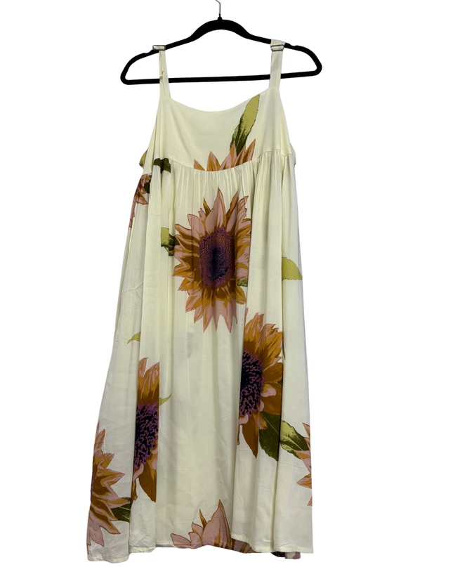 Kimchi Blue Cream Sunflower Floral Midi Dress