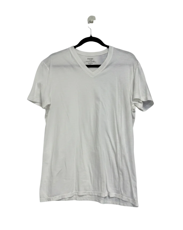 DKNY Men's White Classic V-Neck Cotton T-Shirt