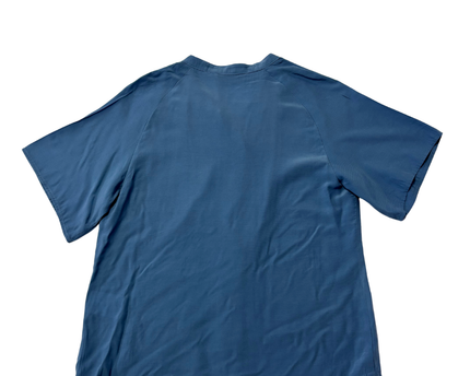 Sapphire West Dusty Blue Short Sleeve Button-Up Blouse