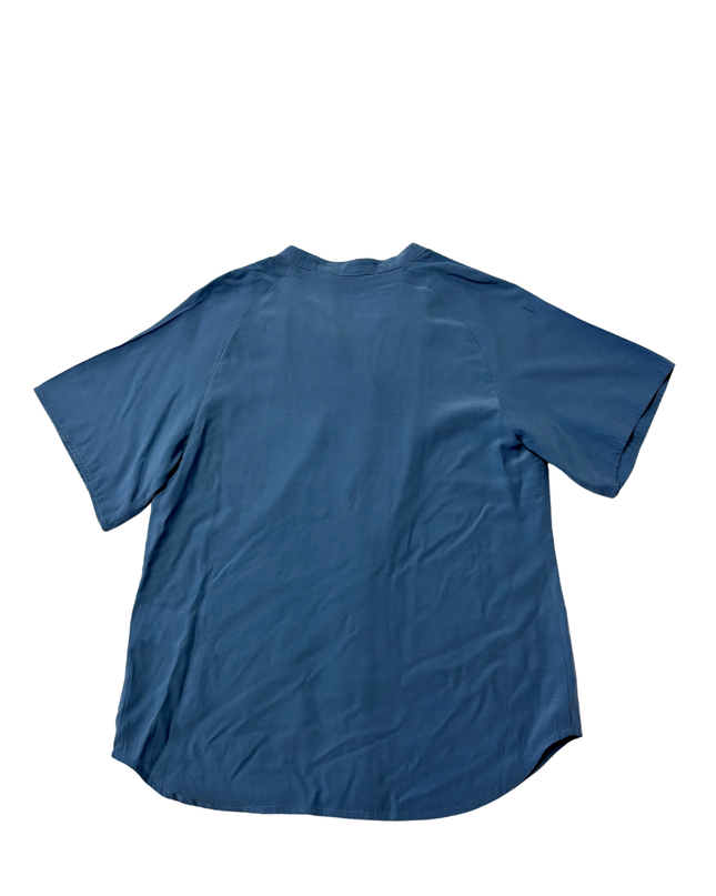 Sapphire West Dusty Blue Short Sleeve Button-Up Blouse