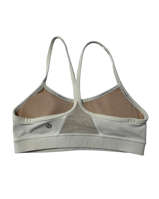 Lululemon White Flow Y Light Support Sports Bra