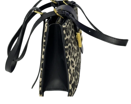 Jean Paris Leopard Print Rectangular Satchel Bag