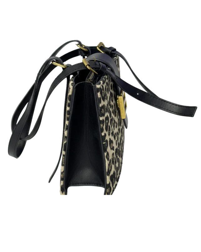 Jean Paris Leopard Print Rectangular Satchel Bag