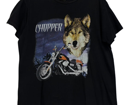 Keya Black Chopper Wolf & Motorcycle Graphic Tee
