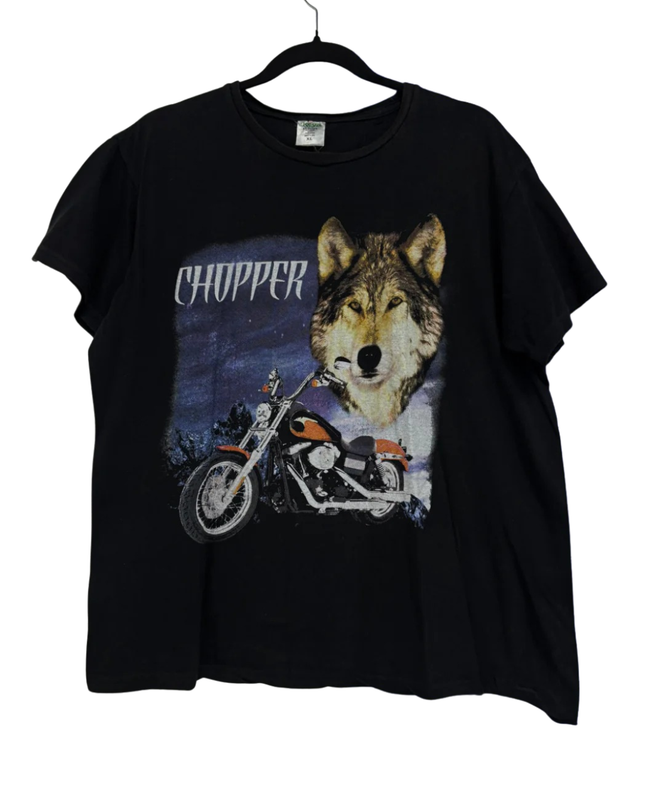Keya Black Chopper Wolf & Motorcycle Graphic Tee