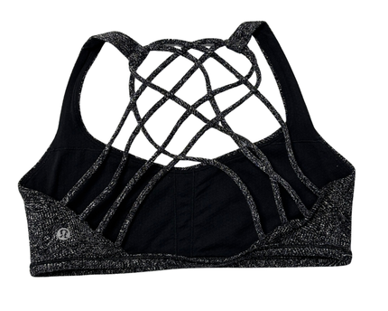 Lululemon Black and White Marled Strappy Back Sports Bra
