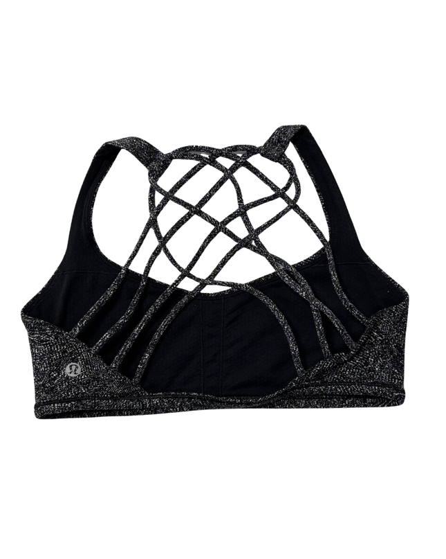 Lululemon Black and White Marled Strappy Back Sports Bra
