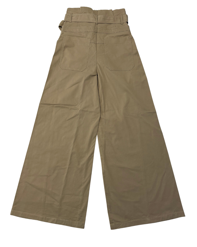 Zara Beige High-Waisted Wide Leg Belted Utility Pants