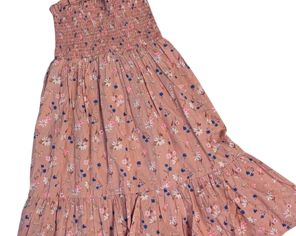 H&M Pink Floral Smocked Bodice Tiered Dress
