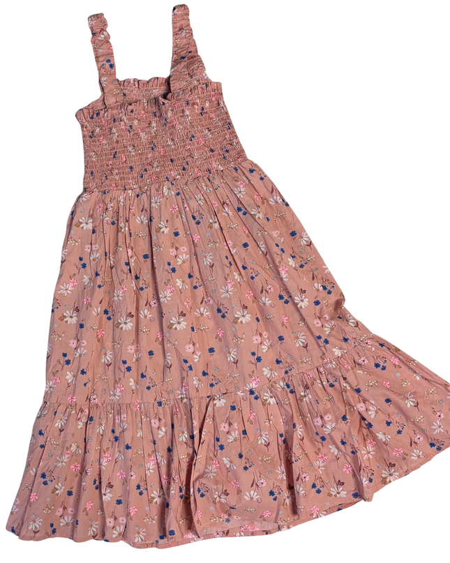H&M Pink Floral Smocked Bodice Tiered Dress