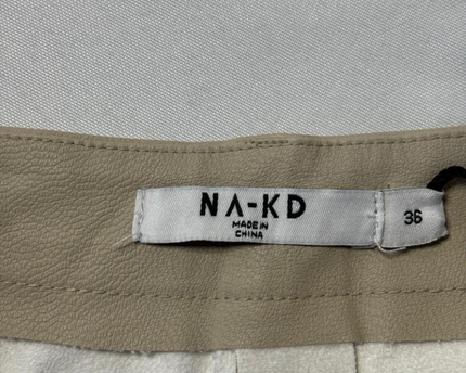 NA-KD Beige Tapered PU Faux Leather Pants