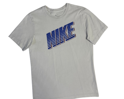 Nike Light Gray Striped Logo T-Shirt