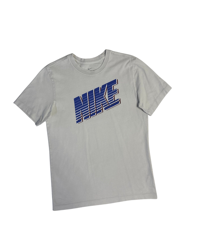 Nike Light Gray Striped Logo T-Shirt