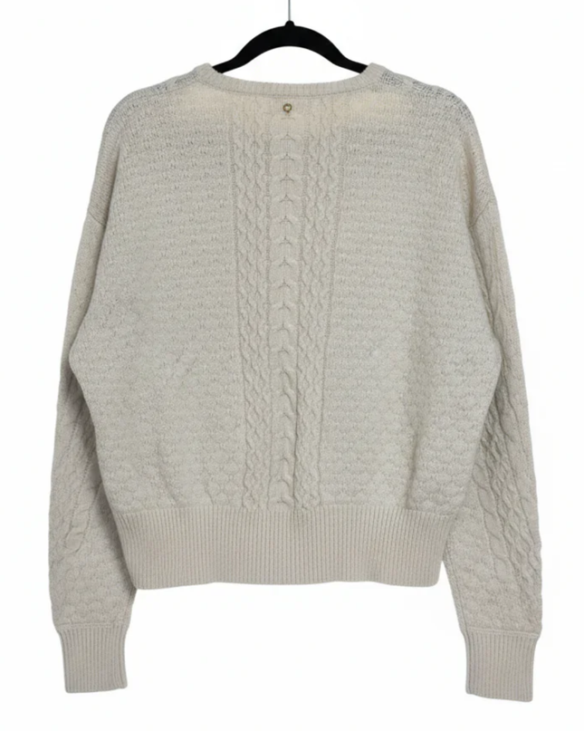 Guess Beige Cable Knit Alpaca Blend Cropped Sweater
