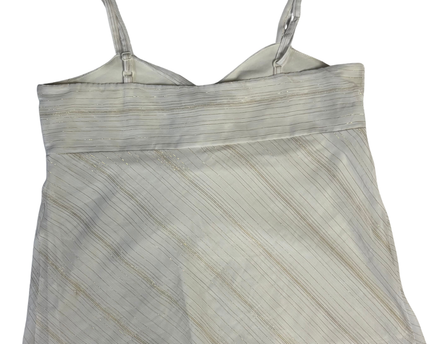 H&M White Metallic Stripe Tie-Front Cami Top