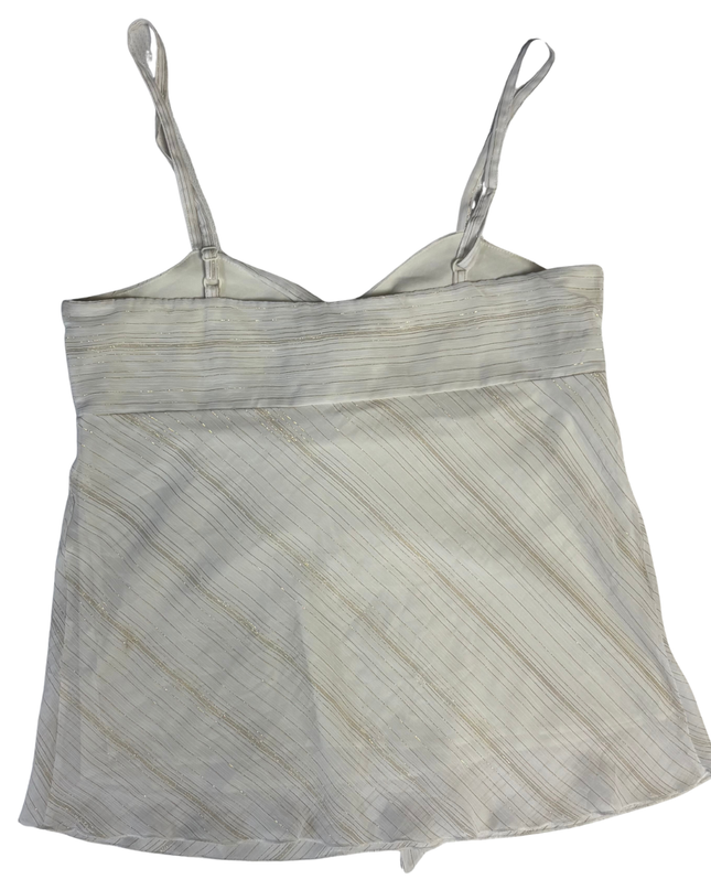 H&M White Metallic Stripe Tie-Front Cami Top