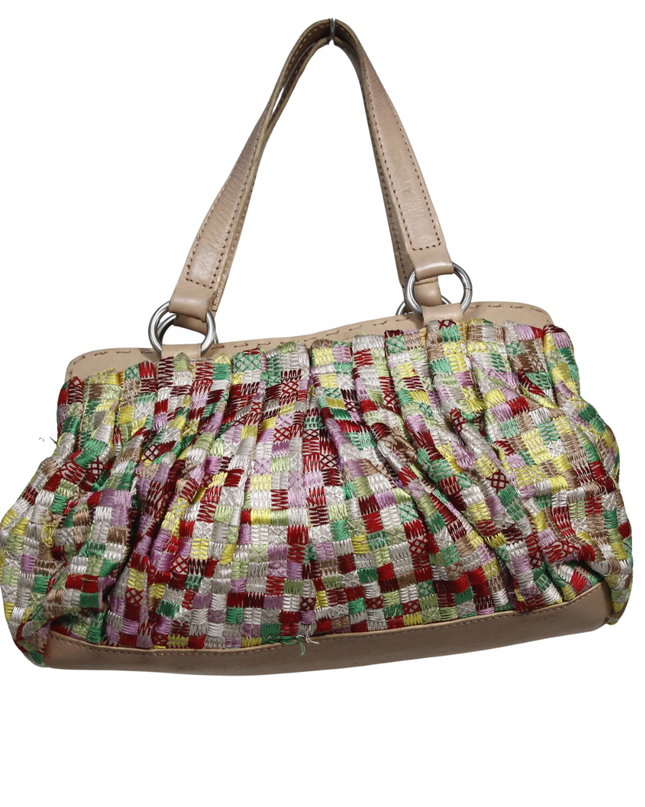 DKNY Multicolor Embroidered Woven Satchel Bag