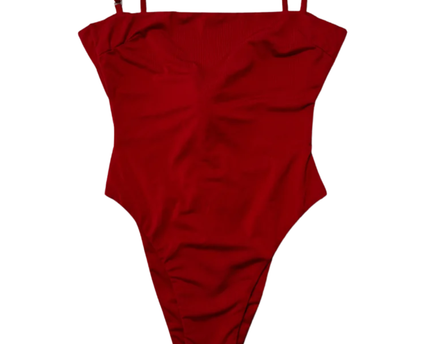 Tiger Mist Vibrant Red Square Neck Bodysuit