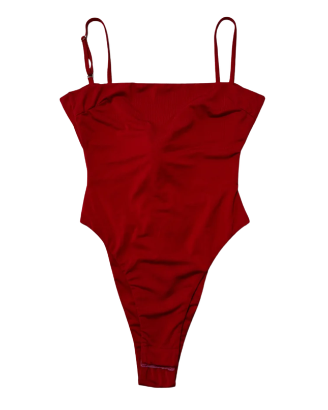Tiger Mist Vibrant Red Square Neck Bodysuit
