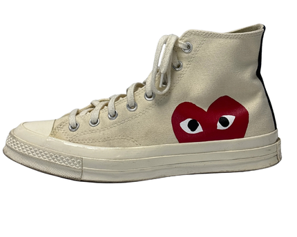 Converse x Comme des Garçons PLAY Cream Red Heart High Top Sneakers