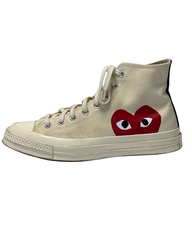 Converse x Comme des Garçons PLAY Cream Red Heart High Top Sneakers