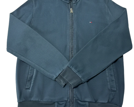 Tommy Hilfiger Navy Blue Full-Zip Ribbed Cotton Jacket