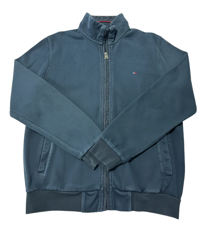 Tommy Hilfiger Navy Blue Full-Zip Ribbed Cotton Jacket