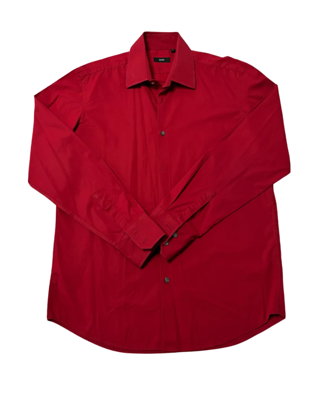 Hugo Boss Red Long Sleeve Button-Up Dress Shirt