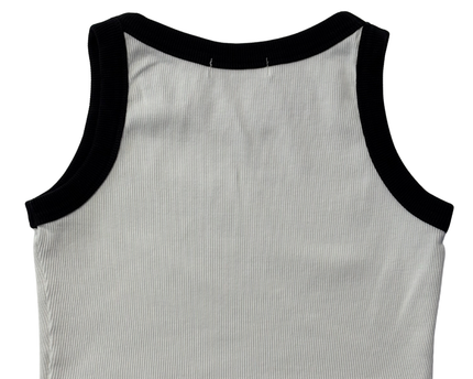 Nineties White Contrast Trim Ribbed Crop Top