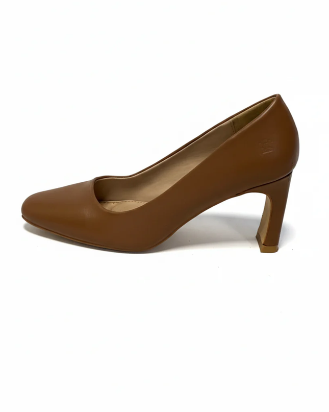 SHOEMART Brown Classic Pointed Toe Block Heels
