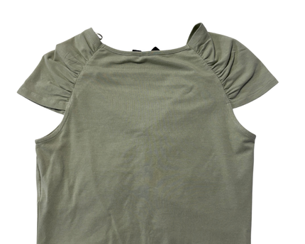 Vero Mod Sage Green Ruched V-Neck Short Sleeve Top