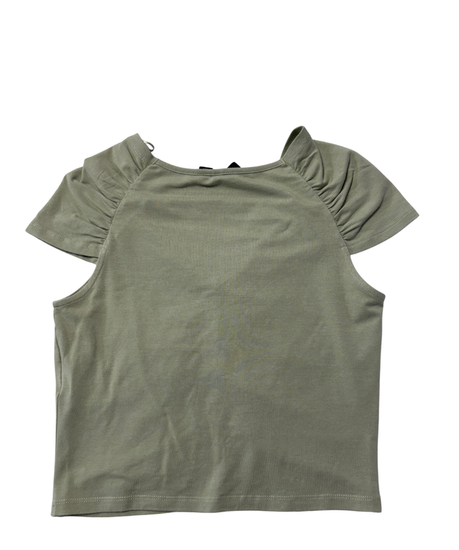 Vero Mod Sage Green Ruched V-Neck Short Sleeve Top
