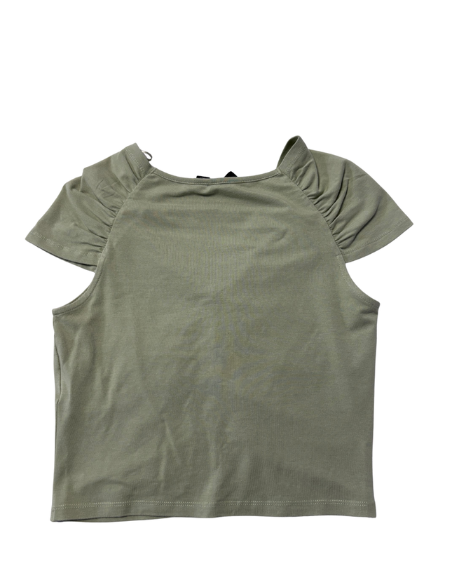 Vero Mod Sage Green Ruched V-Neck Short Sleeve Top