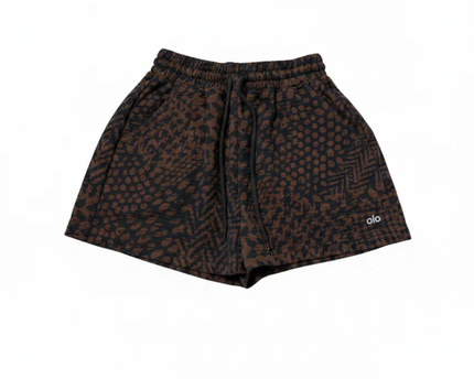 Alo Brown/Black Animal Print Athletic Shorts
