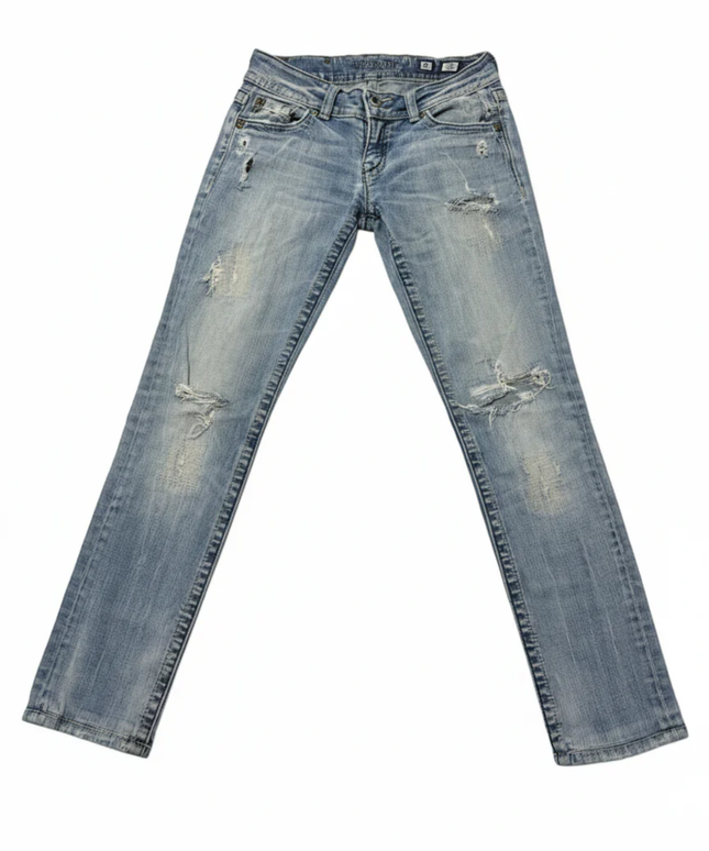Miss Me Blue Distressed Wing Pocket Skinny Jeans