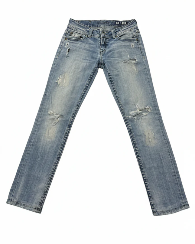 Miss Me Blue Distressed Wing Pocket Skinny Jeans