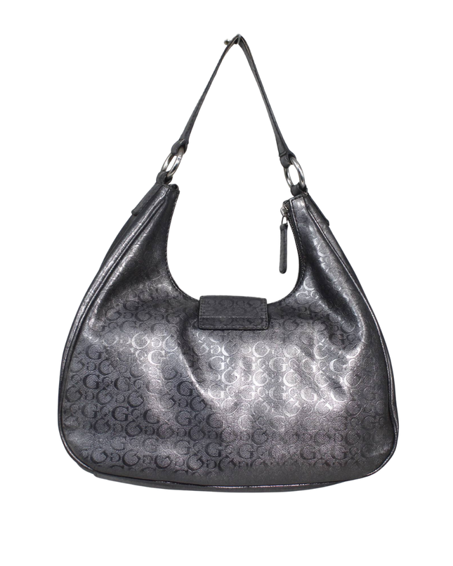 Guess Black Metallic Monogram Shoulder Bag