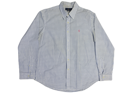 Ralph Lauren White Checked Polo Player Slim Shirt
